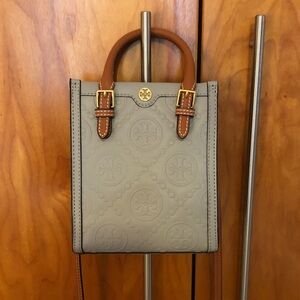 Tory Burch Mini Bag in Gray and Brown brand new never used it so cute